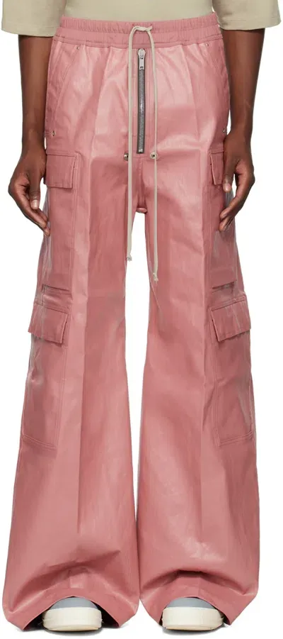 Rick Owens Pink Porterville Cargobelas Denim Cargo Pants In 23 Thulian