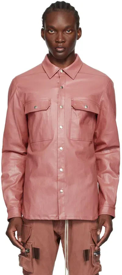 Rick Owens Coated-denim Shirt Jacket In Pink