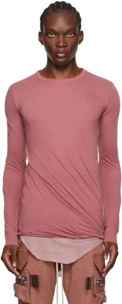 Rick Owens Pink Porterville Double Long Sleeve T-shirt In 23 Thulian