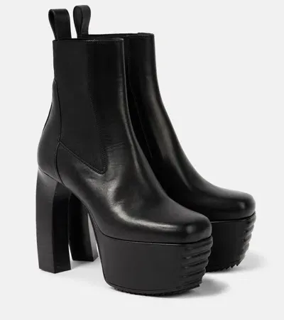 Rick Owens Porterville Beatle Banana Leather Ankle Boots In Black