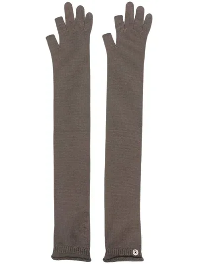 Rick Owens Porterville Opera Long Gloves In Brown