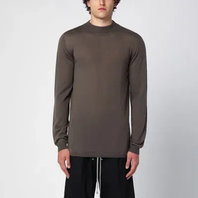 Rick Owens Powder Grey Cotton Crew-neck Sweater In Beige