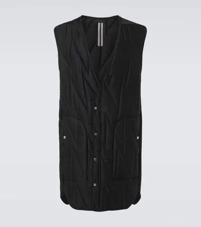 Rick Owens Quilted Mid-length Gilet In Black