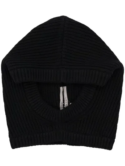 Rick Owens Ribbed-knit Balaclava In Black