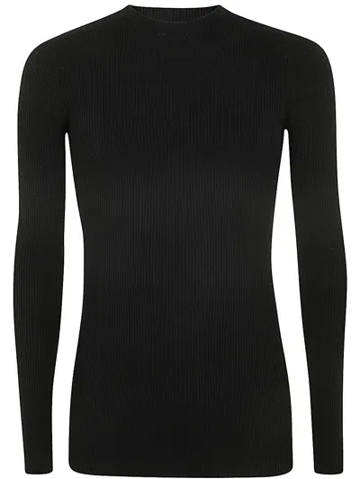 Rick Owens Ribbed Round Neck Sweater In Black