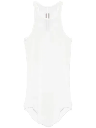 Rick Owens Ribbed Tank Top In White