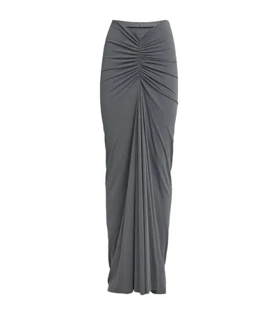 Rick Owens Ruched Poppy Maxi Skirt In Grey