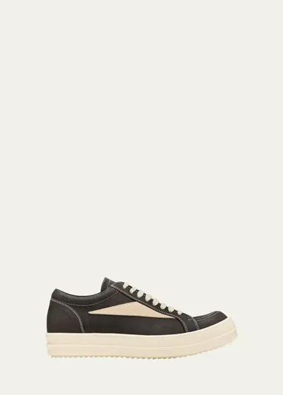 Rick Owens Scarpe Bicolor Suede Low-top Sneakers In Dark Dust/milk/milk