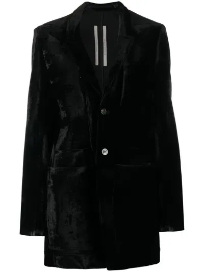 Rick Owens Shawl-lapel Velvet Jacket In Black