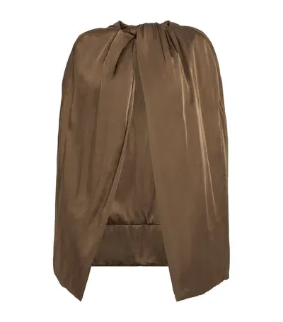 Rick Owens Shearling Montone Cape In Brown