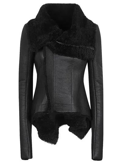 Rick Owens Sheepskin Biker Jacket In Black