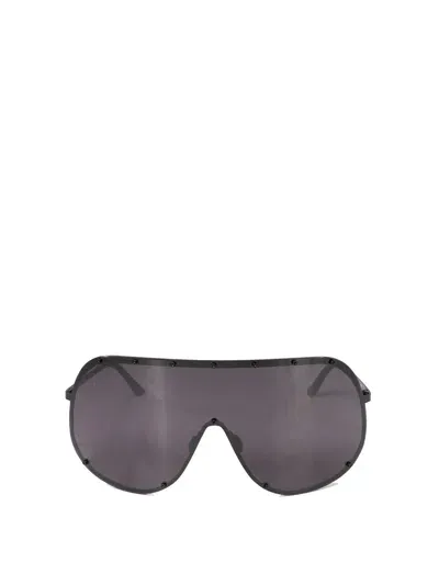 Rick Owens Black Porterville Shield Sunglasses In 0909 Black/black