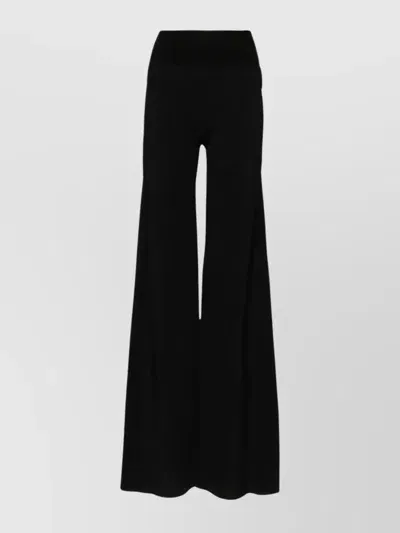 Rick Owens High-waist Cotton Blend Wide-leg Trousers In Nero