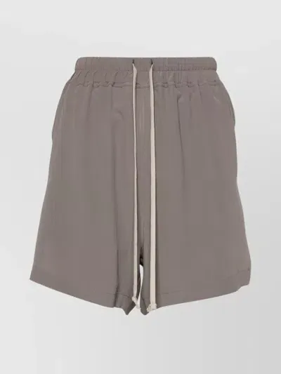 Rick Owens Drawstring-waist Crepe Shorts In Grey