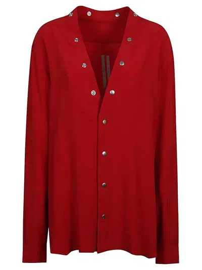 Rick Owens Silk Blend Shirt In Red