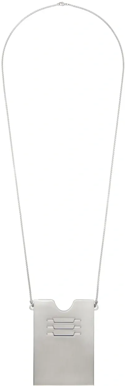 Rick Owens Silver Porterville Cardholder Charm Necklace In 128 Palladio