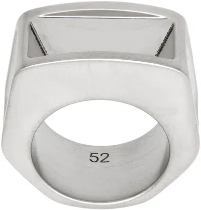 Rick Owens Silver Porterville Imploded Ring In Grey