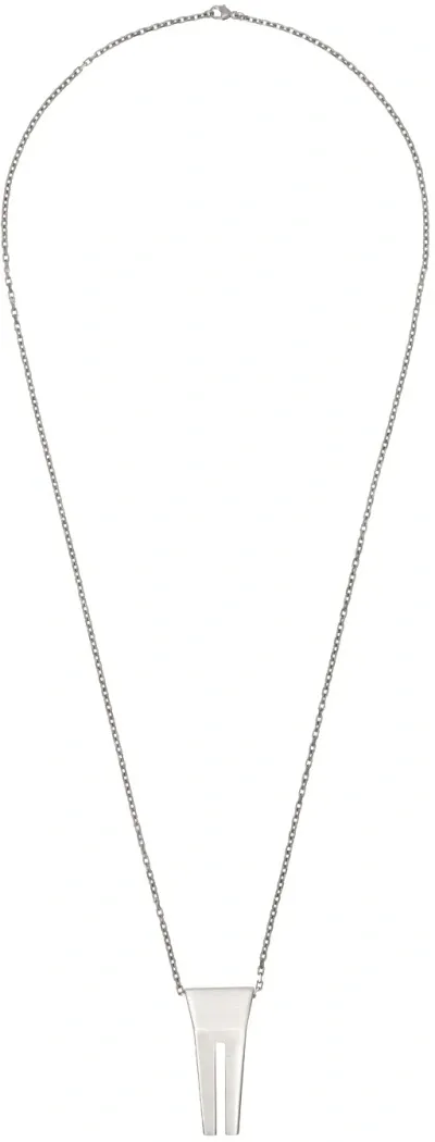 Rick Owens Silver Porterville Trunk Charm Necklace In 128 Palladium