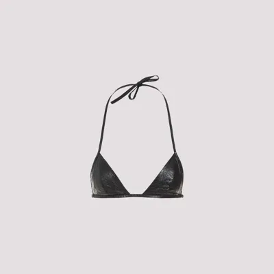 Rick Owens Snake Print Leather Triangle Bra In Burgundy