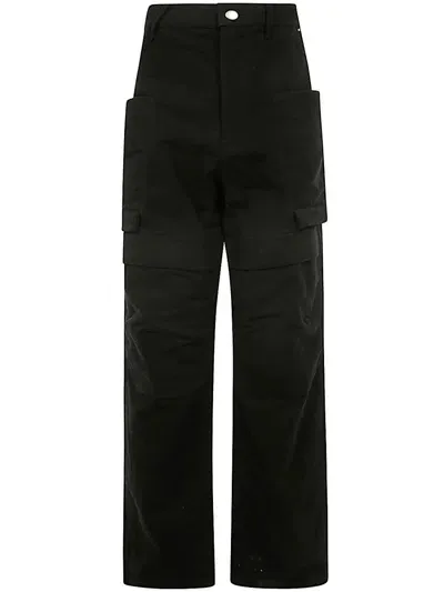 Rick Owens Stefan Wide-leg Brushed Cotton-twill Cargo Trousers In Black