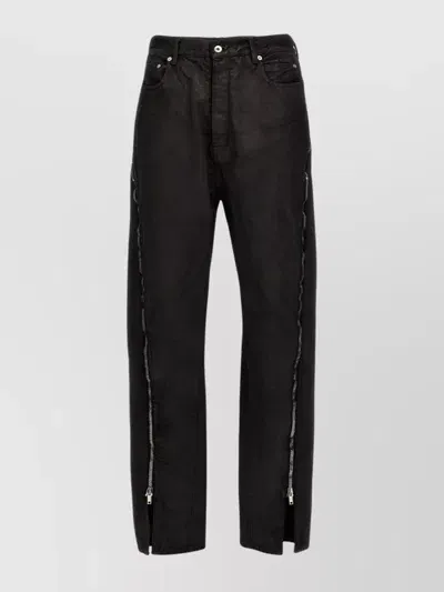 Rick Owens 'straight Leg' Denim Trousers With Side Zippers In Black