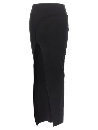 Rick Owens Black Theresa Maxi Black Skirt With Wide Split At The Front In Viscose Blend Woman