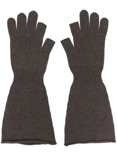 Rick Owens Three-finger Gloves In Brown