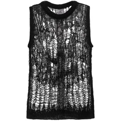 Rick Owens Distressed-effect Knitted Vest In Black