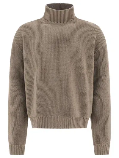 Rick Owens Turtleneck Knitted Jumper In Powder