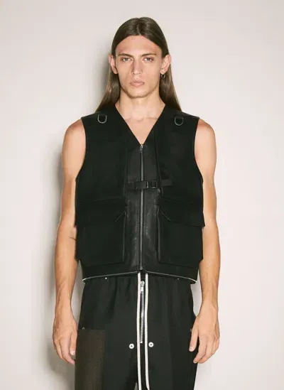 Rick Owens Utility Leather Vest In Black