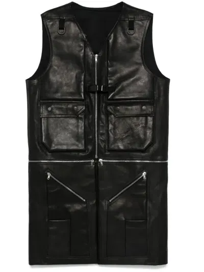 Rick Owens Utility Leather Vest In Black