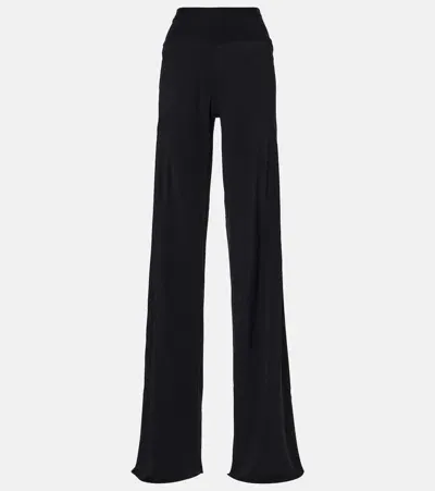 Rick Owens Velvet Wide-leg Pants In Black