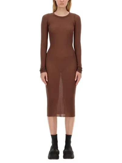 Rick Owens Viscose Dress In Brown