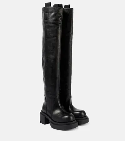 Rick Owens Wader Leather Over-the-knee Boots In Black