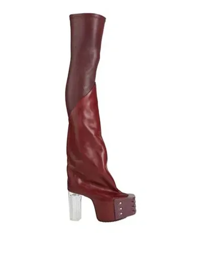 Rick Owens Woman Boot Burgundy Size 11 Leather In Red