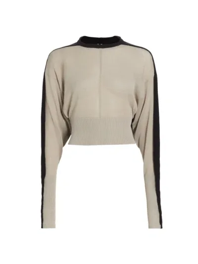 Rick Owens Women's Colorblocked Cotton Knit Dolman-sleeve Top In Black Pearl