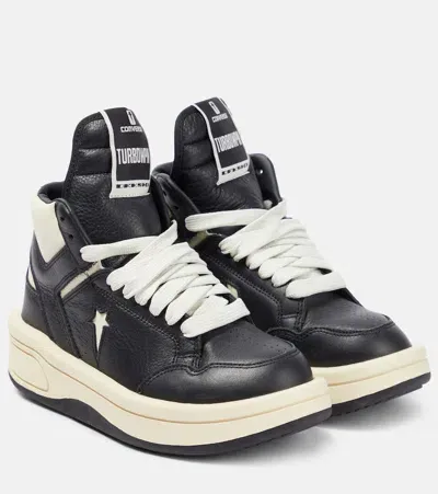 Rick Owens X Converse Drkshdw Turbowpn Leather Sneakers In Black