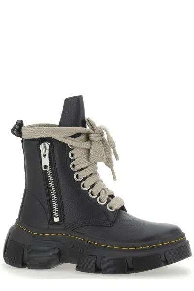 Rick Owens + Dr. Martens 1918 Dmxl Textured-leather Boots In Black