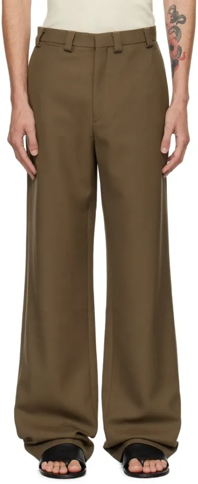 Rier Brown Wool Trousers In Castoro Gabardine