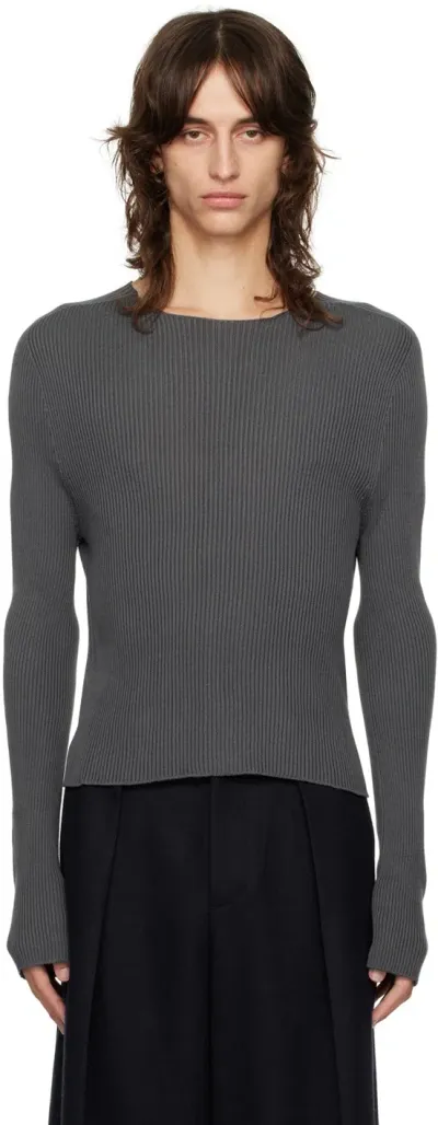 Rier Gray Round Neck Sweater In Grey