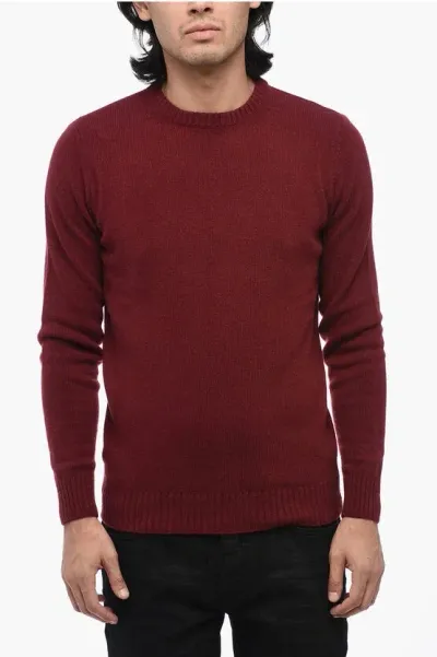 Rifò Sugar Solid Color Wool And Cashmere Crew-neck Sweater In Brown