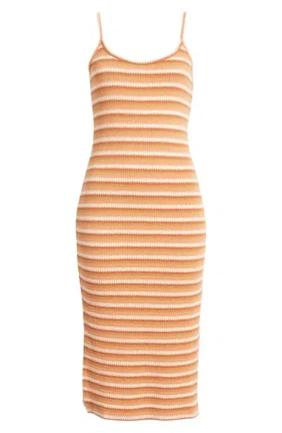 Rip Curl Bobbi Stripe Midi Dress In Peach