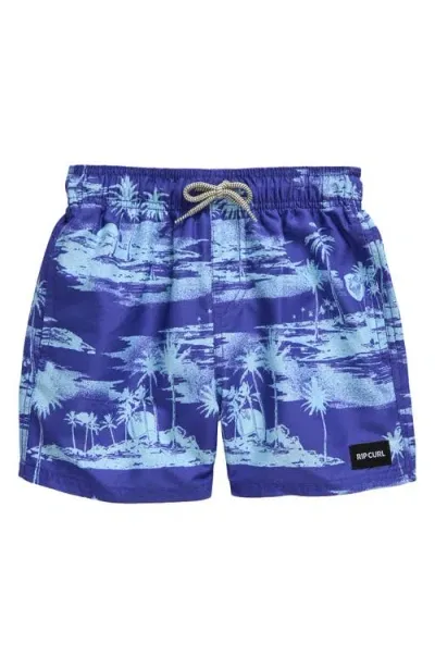 Rip Curl Kids' Dreamers Volley Swim Trunks In Wild Berry