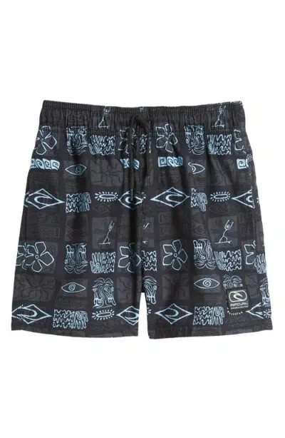 Rip Curl Kids' Future Evolution Volley Swim Trunks In Black