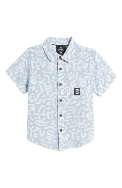 Rip Curl Kids' Search Short Sleeve Button-up Shirt In Spray Blue