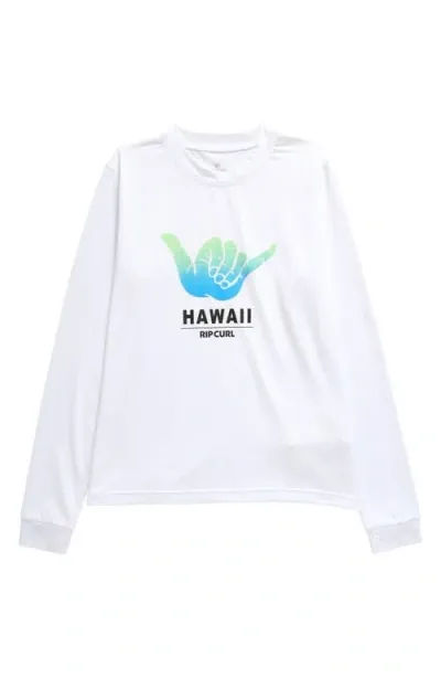 Rip Curl Kids' Shaka Long Sleeve Rashguard In White