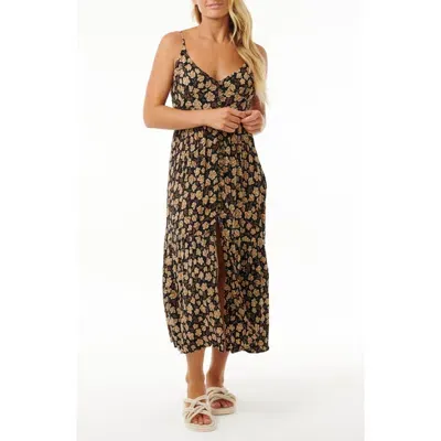 Rip Curl Soleil Button Through Maxi Dress In Black