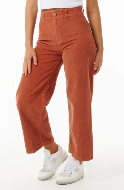 Rip Curl Stevie Cotton Corduroy Ankle Pants In Dark Rust