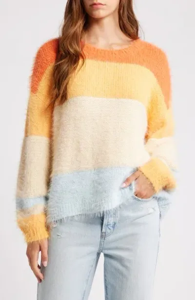 Rip Curl Sunrise Sessions Stripe Crewneck Sweater In Orange