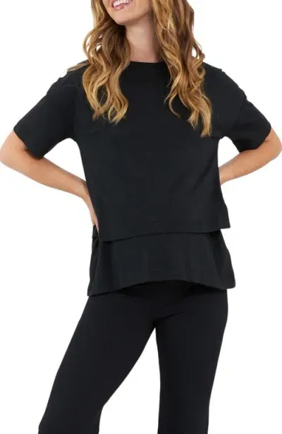 Ripe Maternity Claud Cotton Blend Maternity/nursing T-shirt In Black